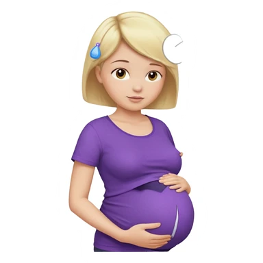 pregnant female with short hair, purple shirt, abdomen-head-neck, blond sticker