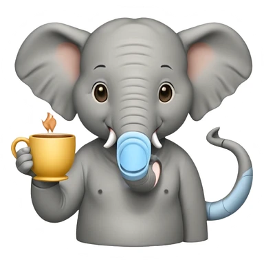 elephant with tea cup sticker