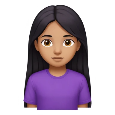 Brown girl with long black hair kid like face wearing purple shirt  sticker