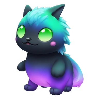 Cute cool black nebula fading green blue purple pink gradient animal hybrid Fakemon full body sticker