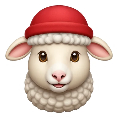 Sheep wear a red hat sticker