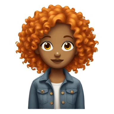 orange curly hair girl with big eyes sticker