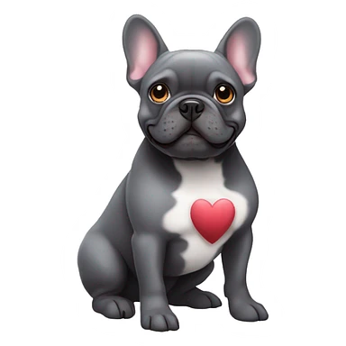 Dark grey French bulldog with hearts sticker