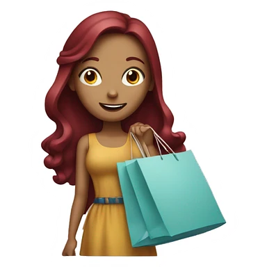 Long Burgundy haired girl, shopaholic, carrying a lot of shopping bags sticker
