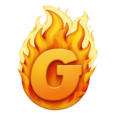 Make a 3d emoji of the word T with fire sticker