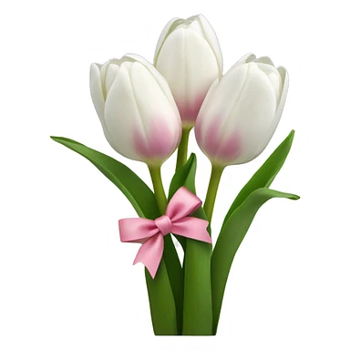 White tulips with pink bow holding them together  sticker