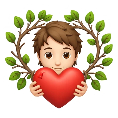 nature bard character heart sign with branches sticker