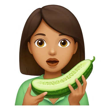 Girl with a tan cucumber in her mouth sticker