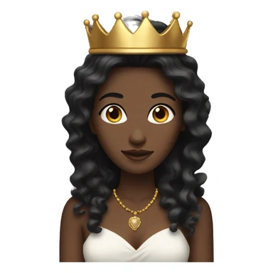 white woman with dark wavy hair and a golden crown sticker