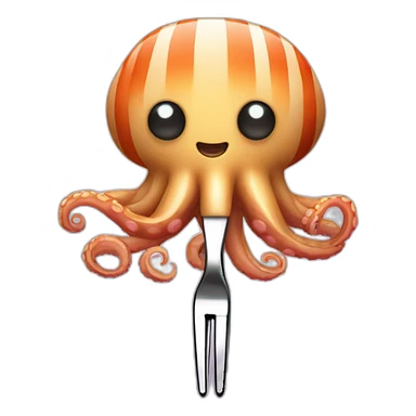Striped Octopus with a fork sticker