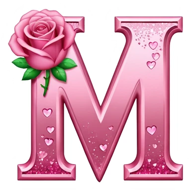lettre M avec des cœurs et brillant  sticker
