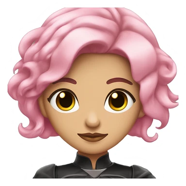 Chica blanca de ojos verdes con pelo negro y mechas rosas sticker