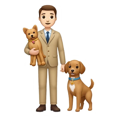 full body man holding dog biscute sticker