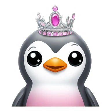 pink penguin with a silver tiara sticker