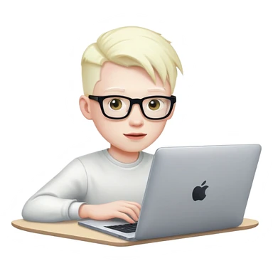 albino youtuber on laptop with desk no glasses sticker