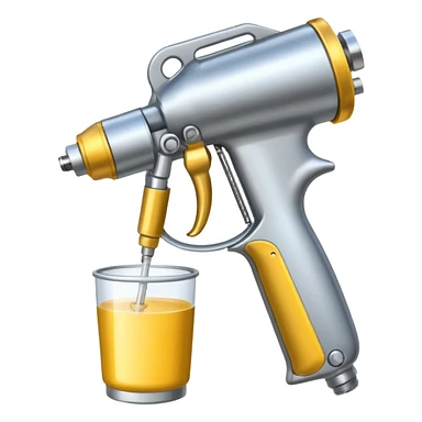 metal spray gun with clear cup attached sticker