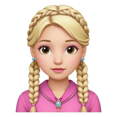 fancy blonde hair girl with braids pink outfit makeup and jewellery sticker