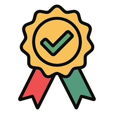 vector icon of a seal of trust with gold and colorful elements, elegant and minimalist flat design, isolated on white background, award badge style, 2D flat vector, trending icon look, soft shadows, no text, perfect for commercial use, icon style, new variation 2 sticker