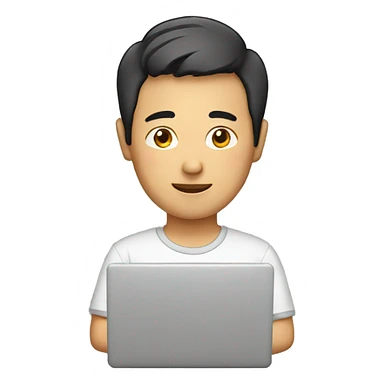 asian man with a laptop sticker