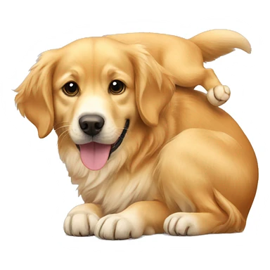 golden retriever with cat on its back sticker