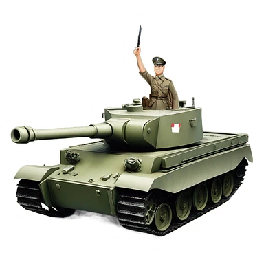 Tiger H1 tank with german officer on the tank cupola  sticker