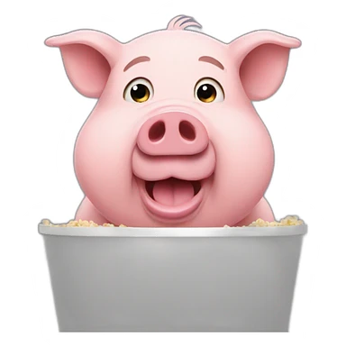 Pig watching a movie sticker