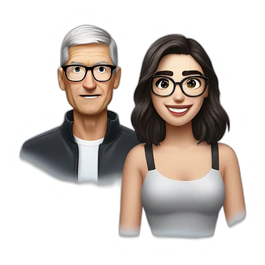 Tim Cook and dua lipa with eyeglasses sticker