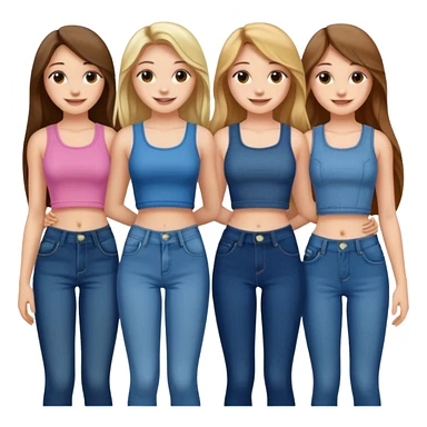 group of cute teenage girls with long hair in crop tops and jeans sticker