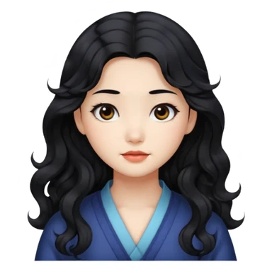 Beautiful girl,Black hair,wavy hair，long hair,Black eyes,Chinese sticker