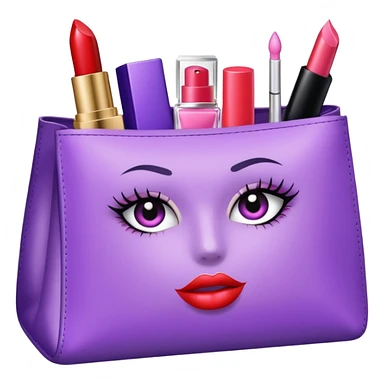 cosmetics (lipstick, perfume, mascara,..) in a lavender blink bag and no face  sticker