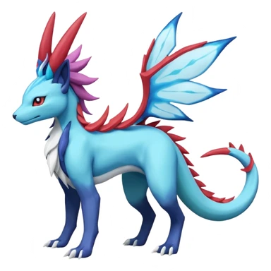Suicune-Aurorus-Salandit-Salamence-Glaceon-Meganium-fusion (full body) sticker