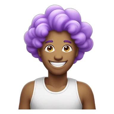 Cartoon purple cloud smiling sticker