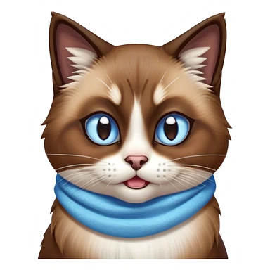 Cinematic Comical Brown Mantle Snowshoe Cat Portrait Emoji, Head tilted dramatically with an exaggeratedly shocked or offended expression, deep brown fur flowing like a mantle over its back, paired with crisp white paws, chest, and a signature white facial mask, piercing icy-blue eyes widened in disbelief, Simplified yet hilariously expressive features, highly detailed, glowing with a slightly sassy glow, high shine, dramatic yet playful, stylized with an air of attitude, bright and endearing, soft glowing outline, capturing the essence of a sassy and over-the-top feline, so meme-worthy it feels like it could side-eye its way into internet fame instantly! sticker