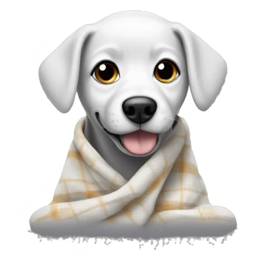 Black and white dog wearing a blanket  sticker