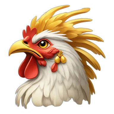 proud and howling golden phoenix rooster with a crown on its head sticker