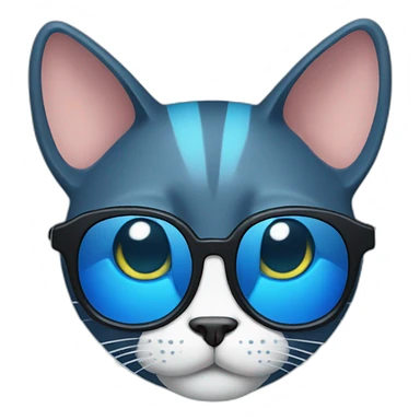 a blue kawaï cat round ears wearing sunglasses sticker