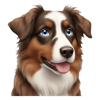 Red Australian shepherd with blue eye sticker