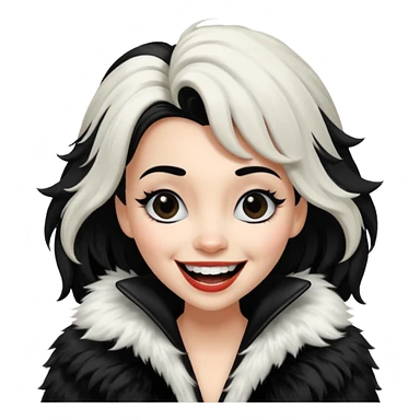 Cruella hair color split in the middle, crying of laughter sticker
