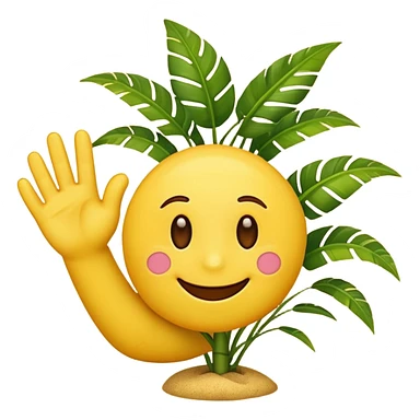 yellow emoji face with palm plant sticker