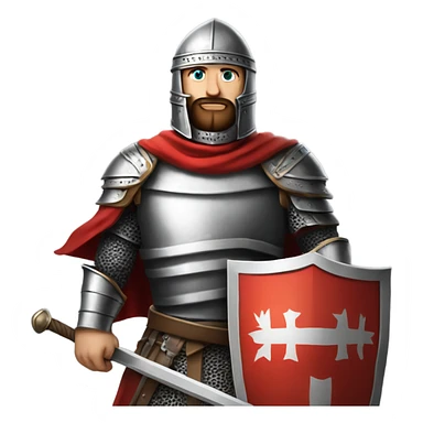 make an emoji like this 🧙🏻‍♂ but instead the guy without a beard and also wearing "Crusaders" clothing and a helmet plus with a sword and shield
make sure there is the Crusaders flag on the armour  from the First Crusade 
 sticker