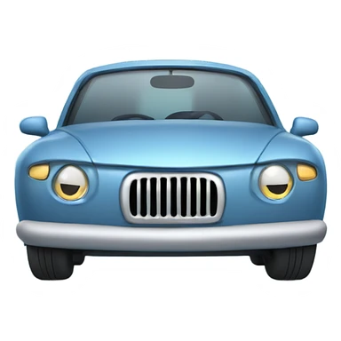 A cartoon car with tears streaming from its headlights, sad eyes on the windshield, and a frowning bumper. sticker