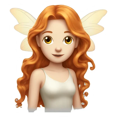 a white skin fairy, long ginger hair and wings sticker