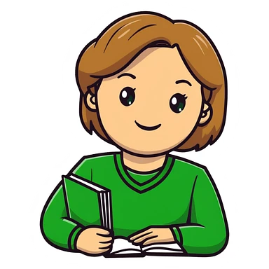 smiling teacher with light brown hair and green eyes sticker