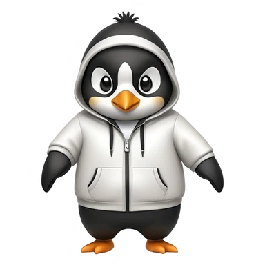 friendly anthropomorphised penguin wearing a mafia-style tracksuit, secretive scheming pose, soprano vibe, angry expression, walking quickly with a brisk purposeful stride, holding a knuckle duster sticker