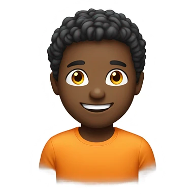 smiling boy in orange shirt more white space sticker