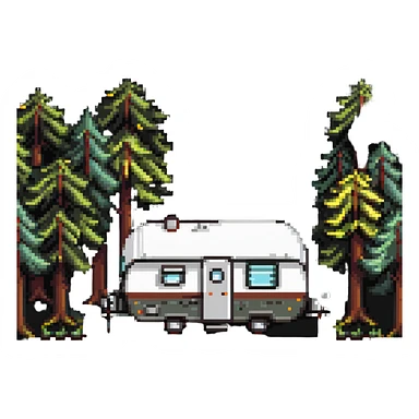 camping car RV in forest with trees sticker