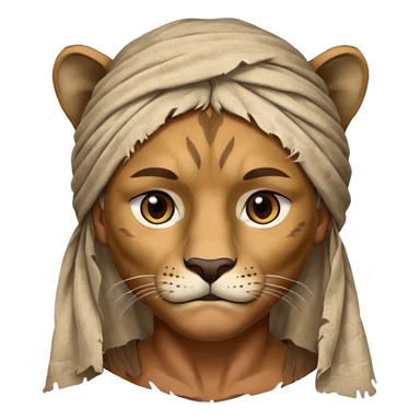 ancient man bold head, tattered puma skin cloth sticker