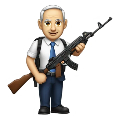 Netanyahu holding a AK47 sticker