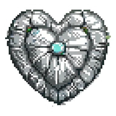 a heart made of stone, pixel art sticker