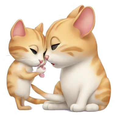 A cat is kissing a mice sticker